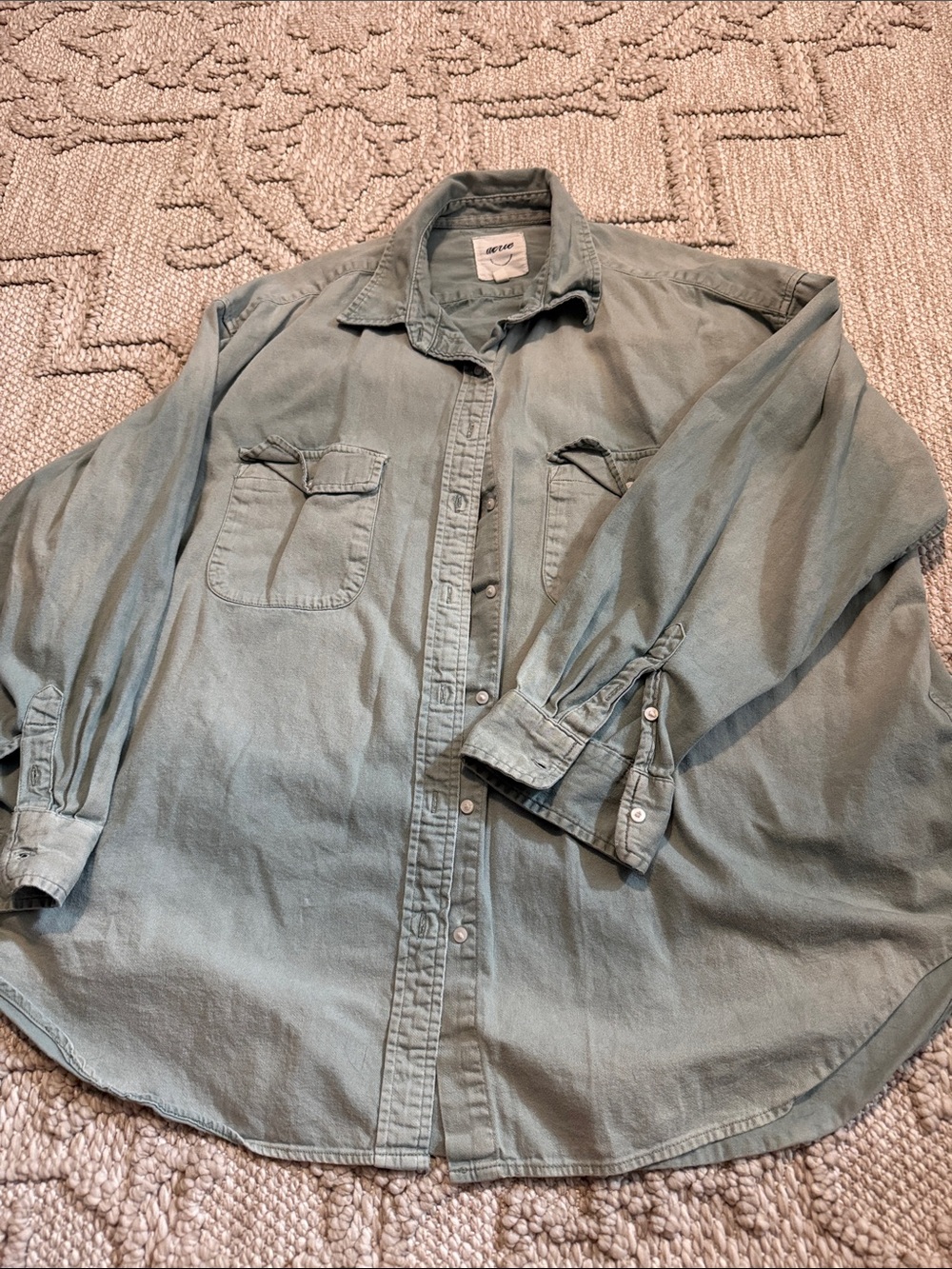 Vintage Lightweight Button-Down Shirt - Sage Green